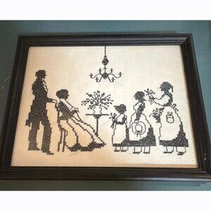 New discounted price $35.00 Vintage Cross Stitch Family Gathering